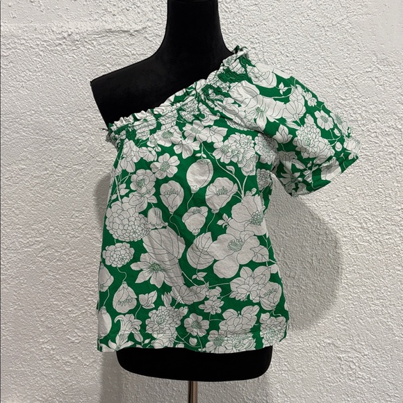 J. Crew Smocked one-shoulder top in Kelly floral Size XS - Picture 4 of 7